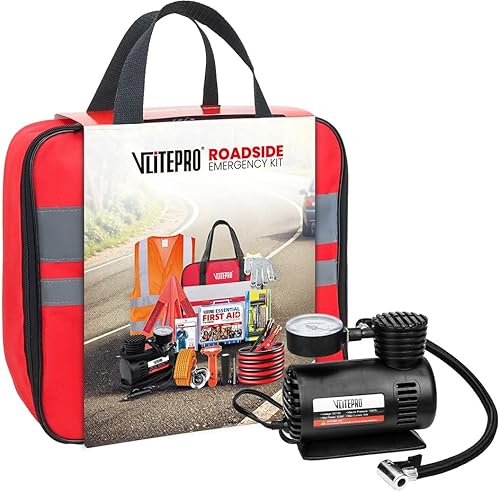 Car Emergency Kit,Roadside Emergency Car Kit for Vehicles,with Portable Air Compressor,Jumper Cable for Women,Men,Teen