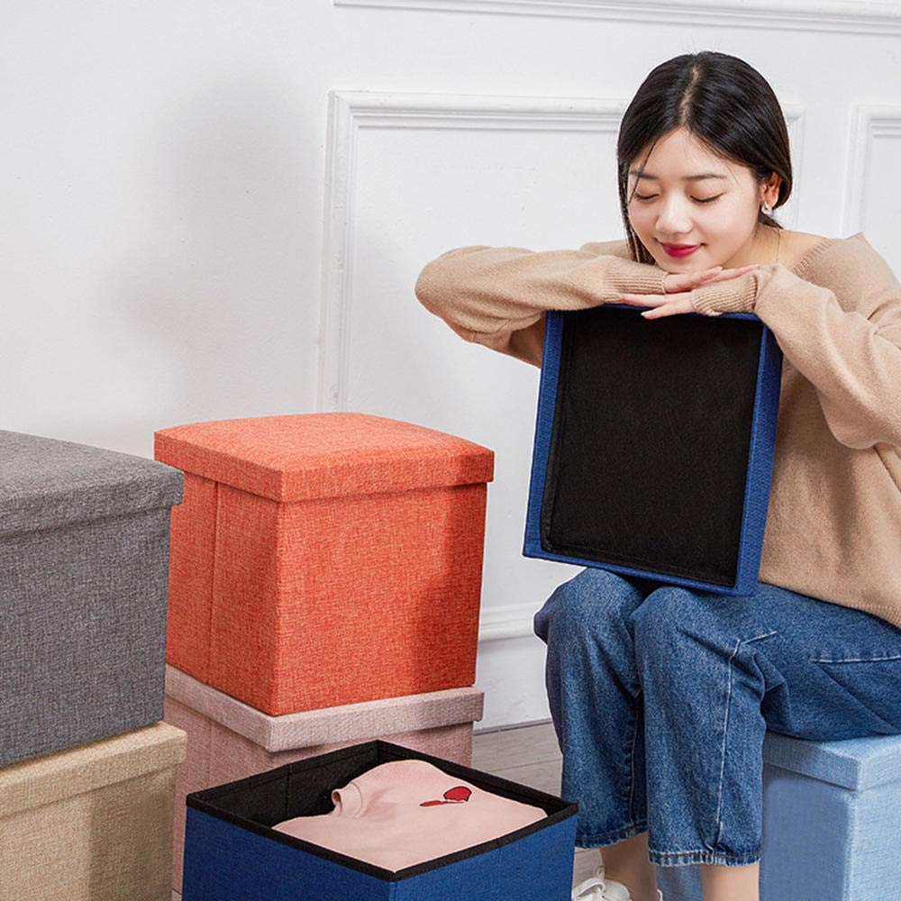 Pouf portaoggetti Pieghevole con coperchi, Sgabello cubo ottomano Pouf Quadrato Sedia Pieghevole in Tessuto poggiapiedi Portatile, per Sgabello, Scatola per Giocattoli Carico Massi