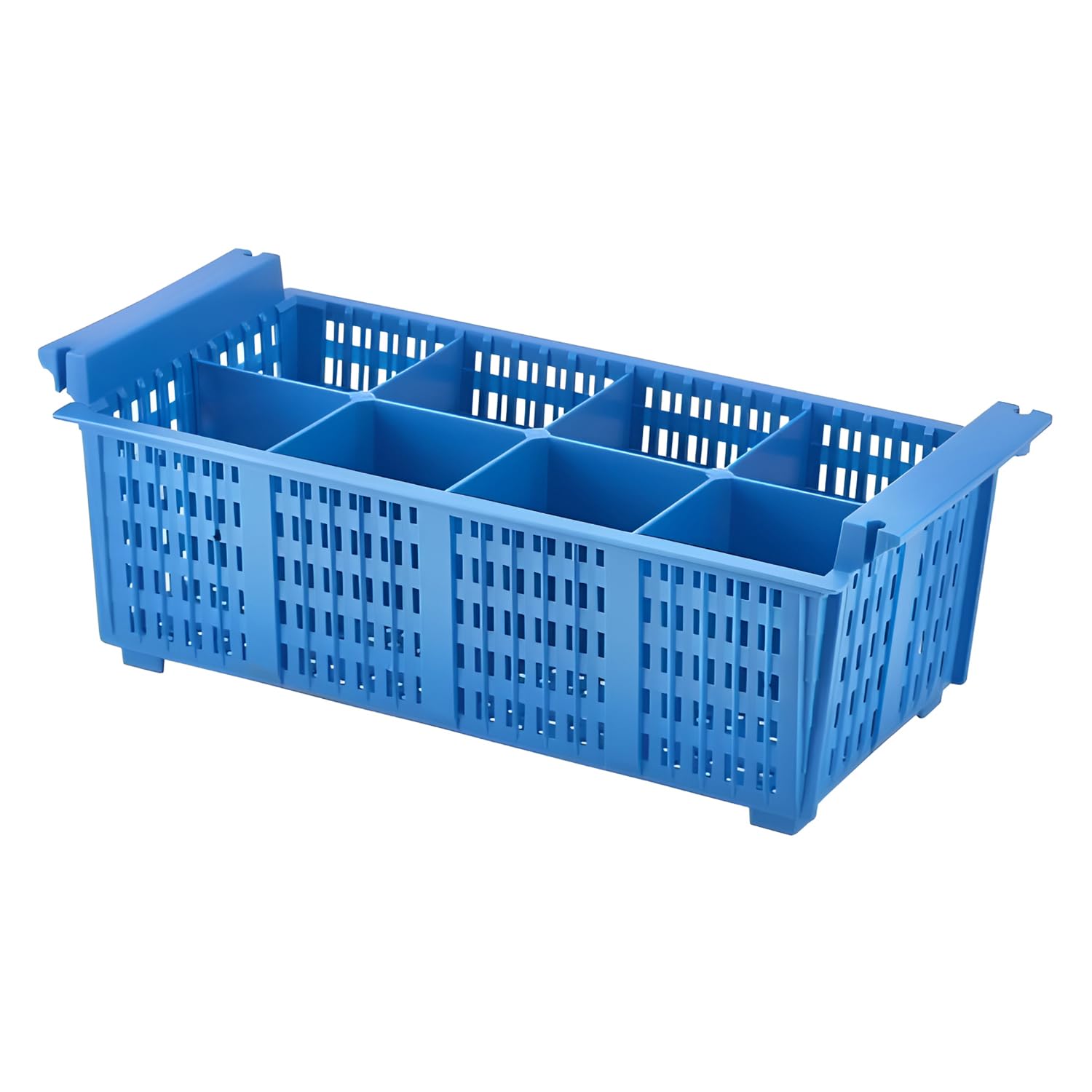 Genware NEV-CB8 Cutlery Basket, 8 Compartment, 430 mm x 210 mm x 155 mm, Blue (Pack of 8)