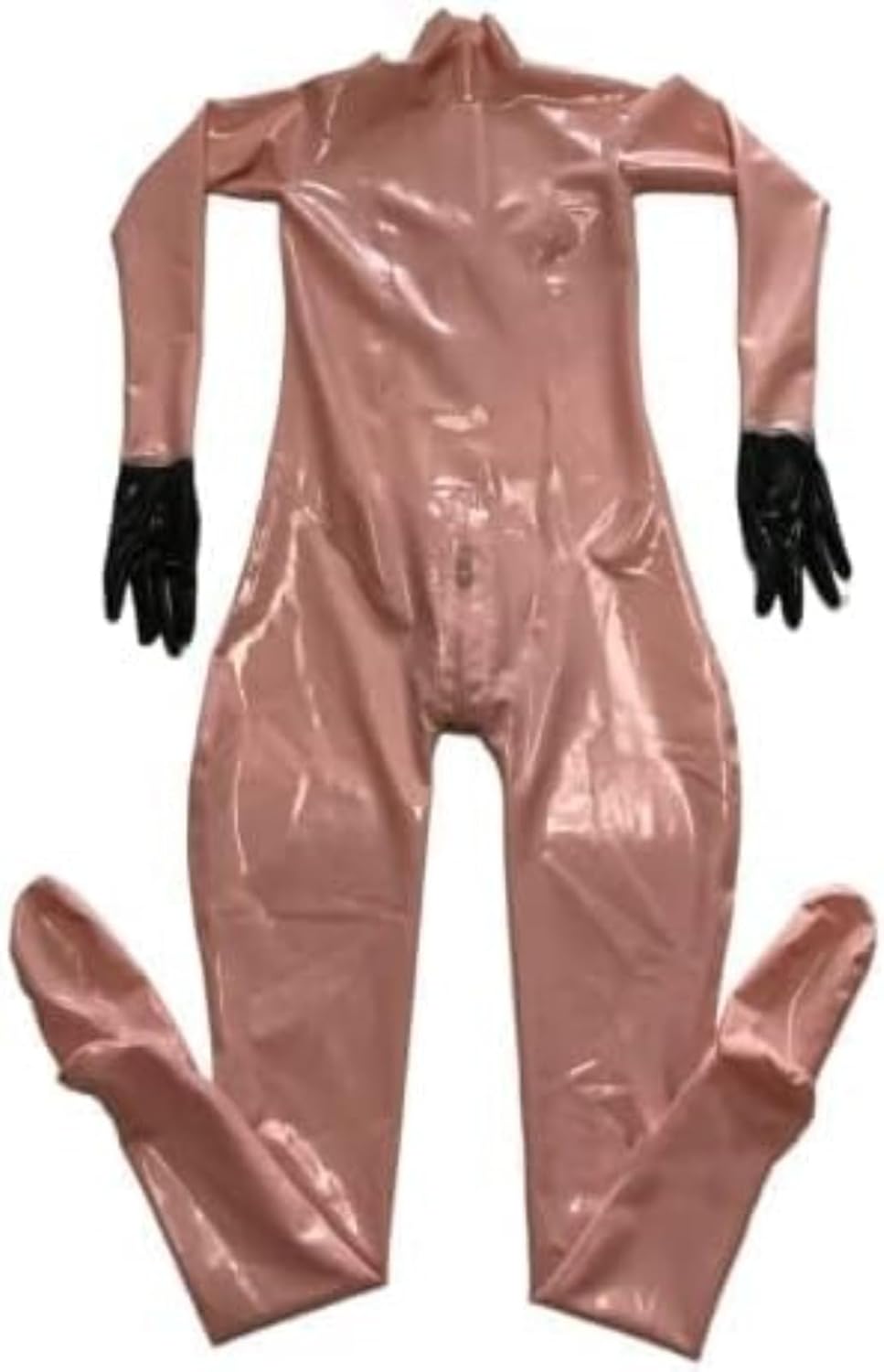 Pink Latex Catsuit Fetish Gloves 3D Tailor Sheath With Invisible Back Crotch Zipper