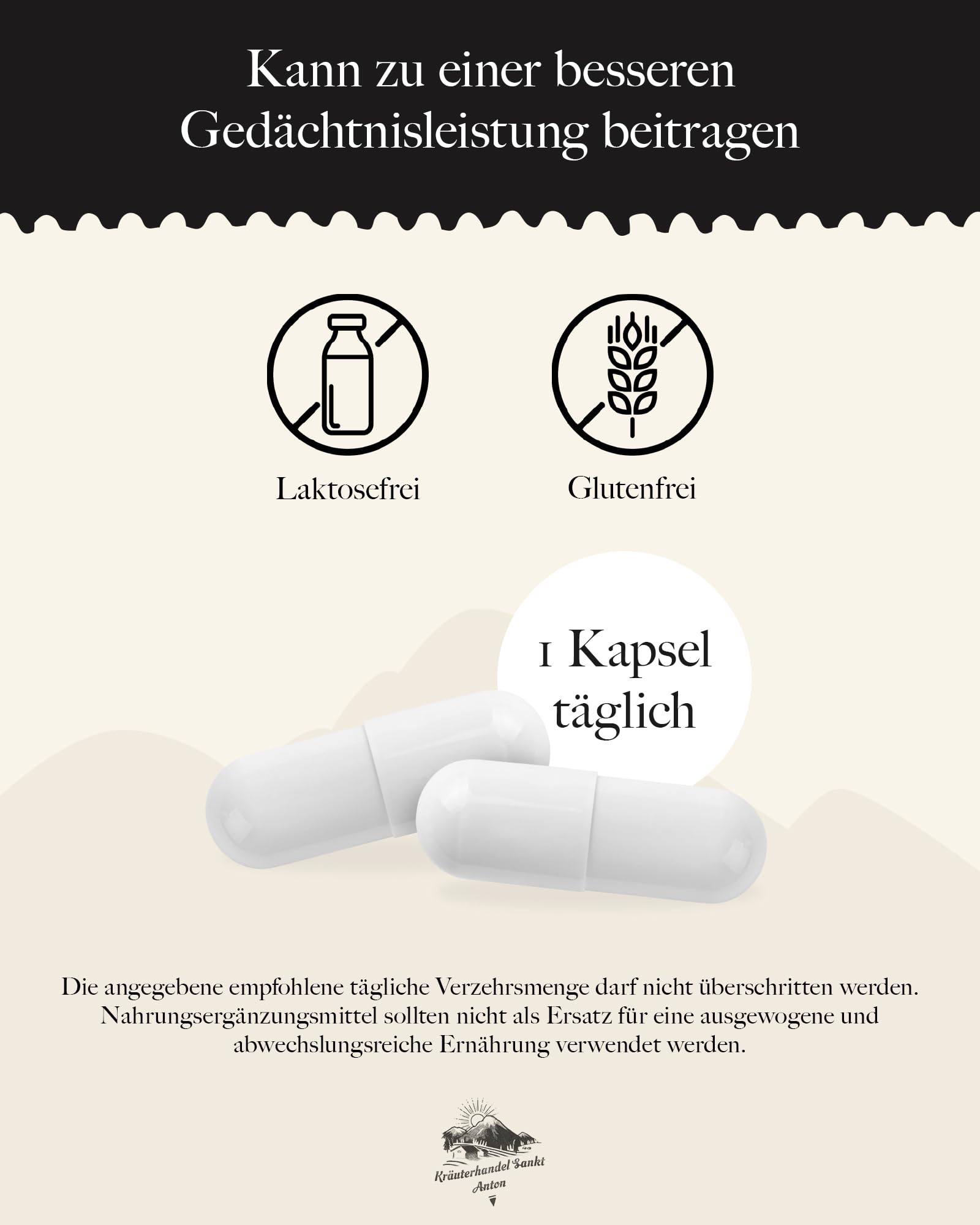KRÄUTERHANDEL SANKT ANTON® - Ginkgo Biloba 7.500 Supra Kapseln - Hochdosiert - Laborgeprüft - Deutsche Premium Qualität (360 Kapseln)