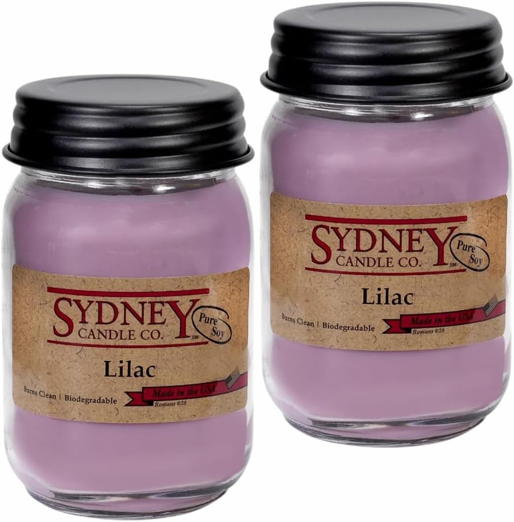 Soy Wax Spring Candles – Blooming Lilac, 15.5 oz, 2 Pack, Spring Scented Candles for Home, Approx. 180-Hour Burn Time