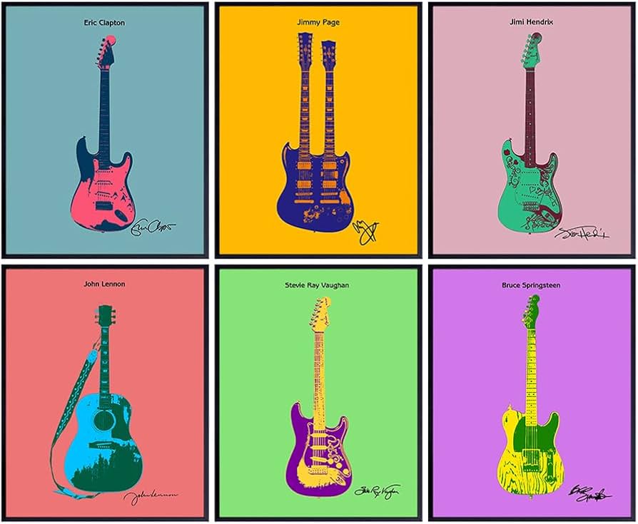 Amazon.com: Guitar Wall Decor - Jimi Hendrix, Stevie Ray Vaughan