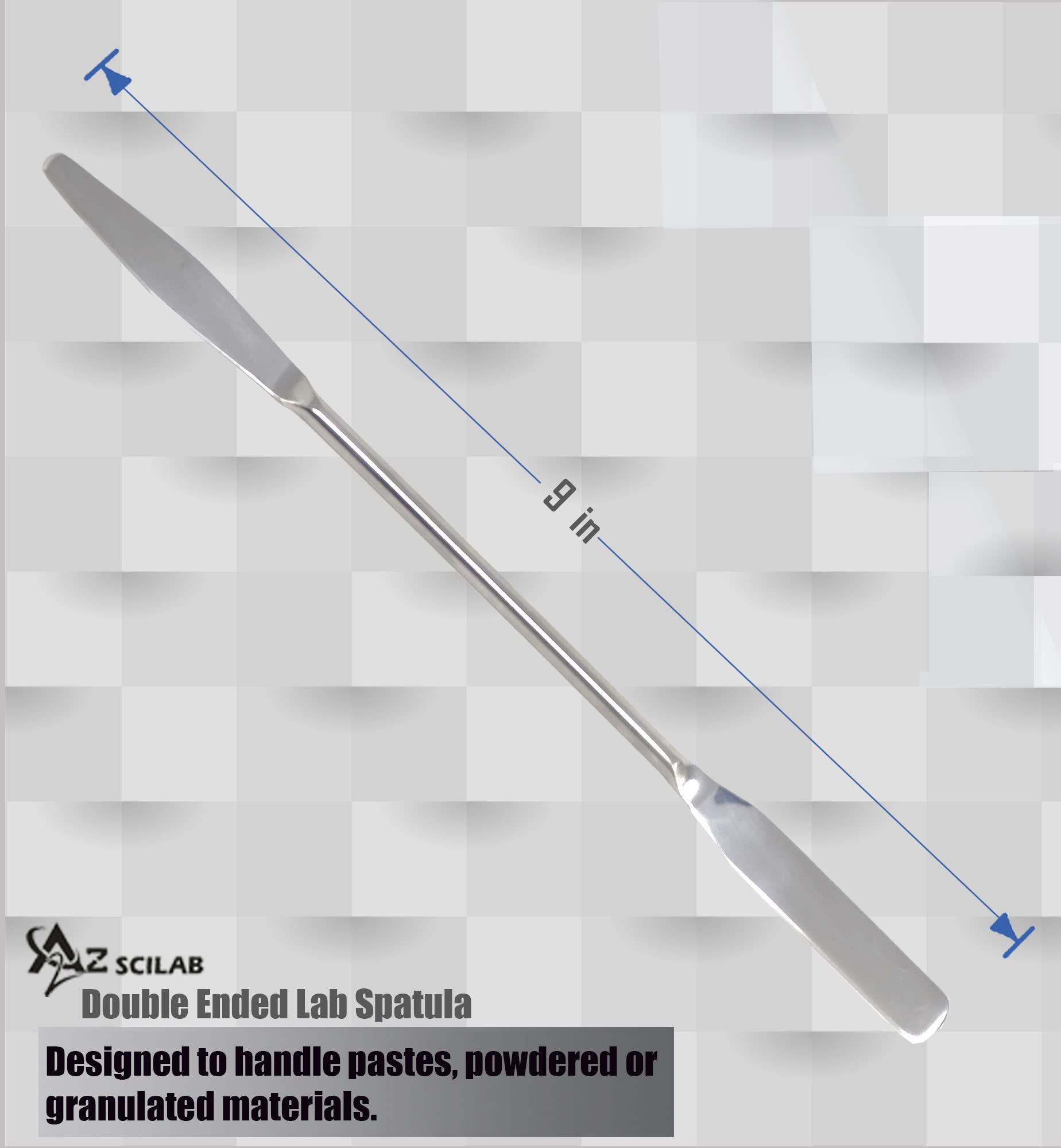 A2Z Lab Spatula Stainless Steel, Long Medicine, Gel, Paste & Creams Handling Spatula, Micro Sampling Transfering Double Ended Spatula Tapered Arrow End Flat Ends - Laboratory Supplies - 9 inch