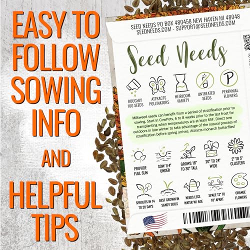 Image of Seed Needs Orange Butterfly Milkweed Seeds for Monarch Butterflies 10 Pack