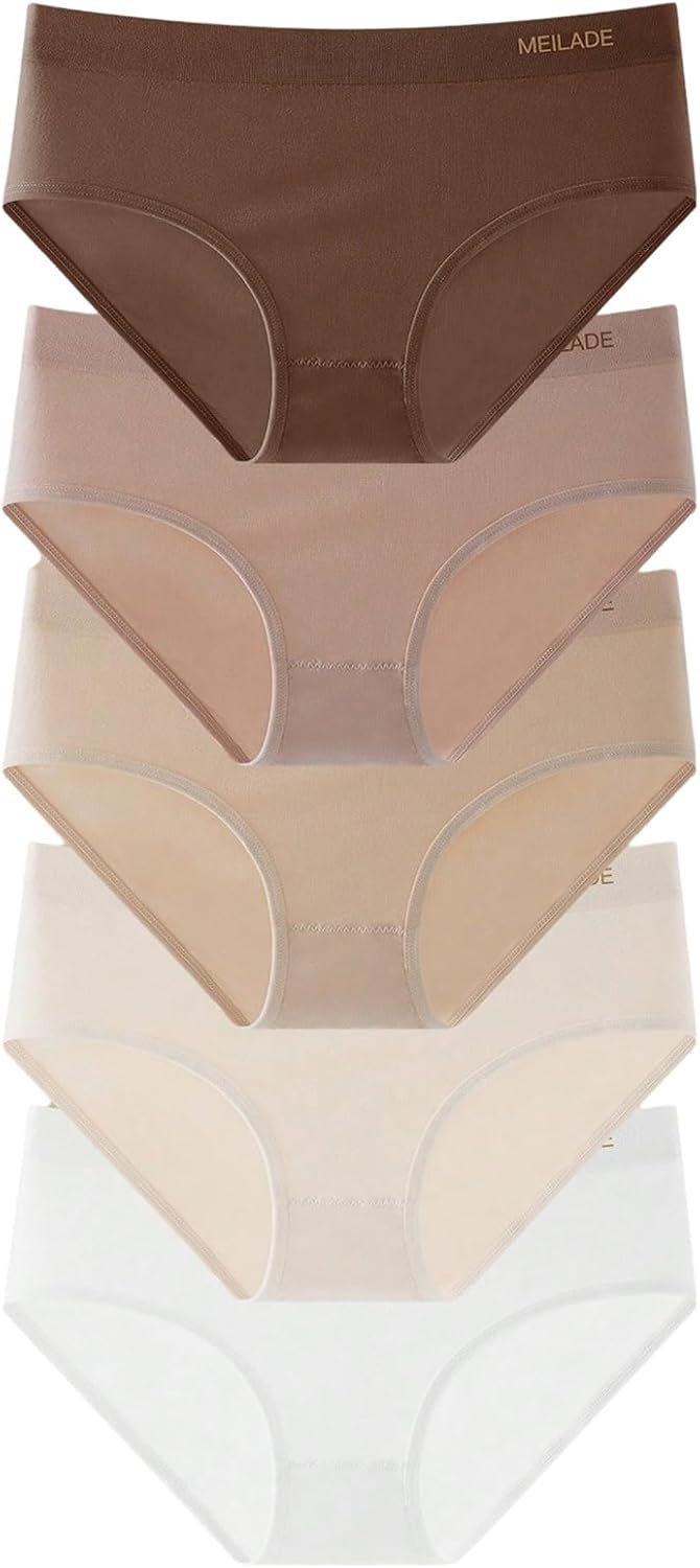 SHENHE Women's 5 Pack Underwear Soft Hipster Panties Mid Waist Breathable Stretch Underwear Briefs