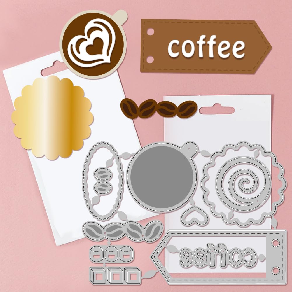 GLOBLELAND Coffee Page Cutting Dies for Card Making Album Inside Page Metal Die Cuts Cutting Dies Template DIY Scrapbooking Embossing Paper Album Craft Decor - Image 3