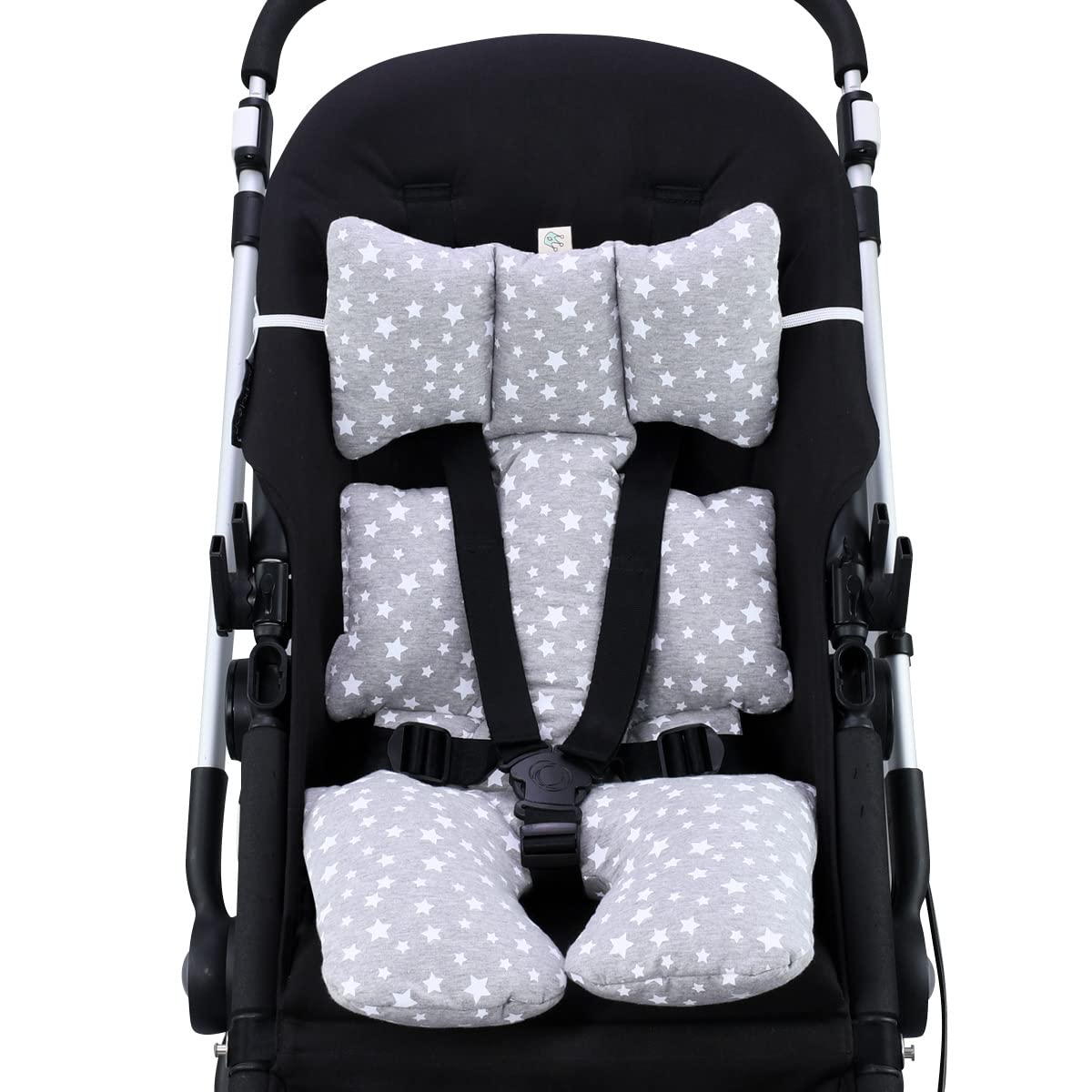 JYOKO Kids Cojín Reductor Universal para Cochecito y Silla de Paseo 100% Algodón (White Star Original)