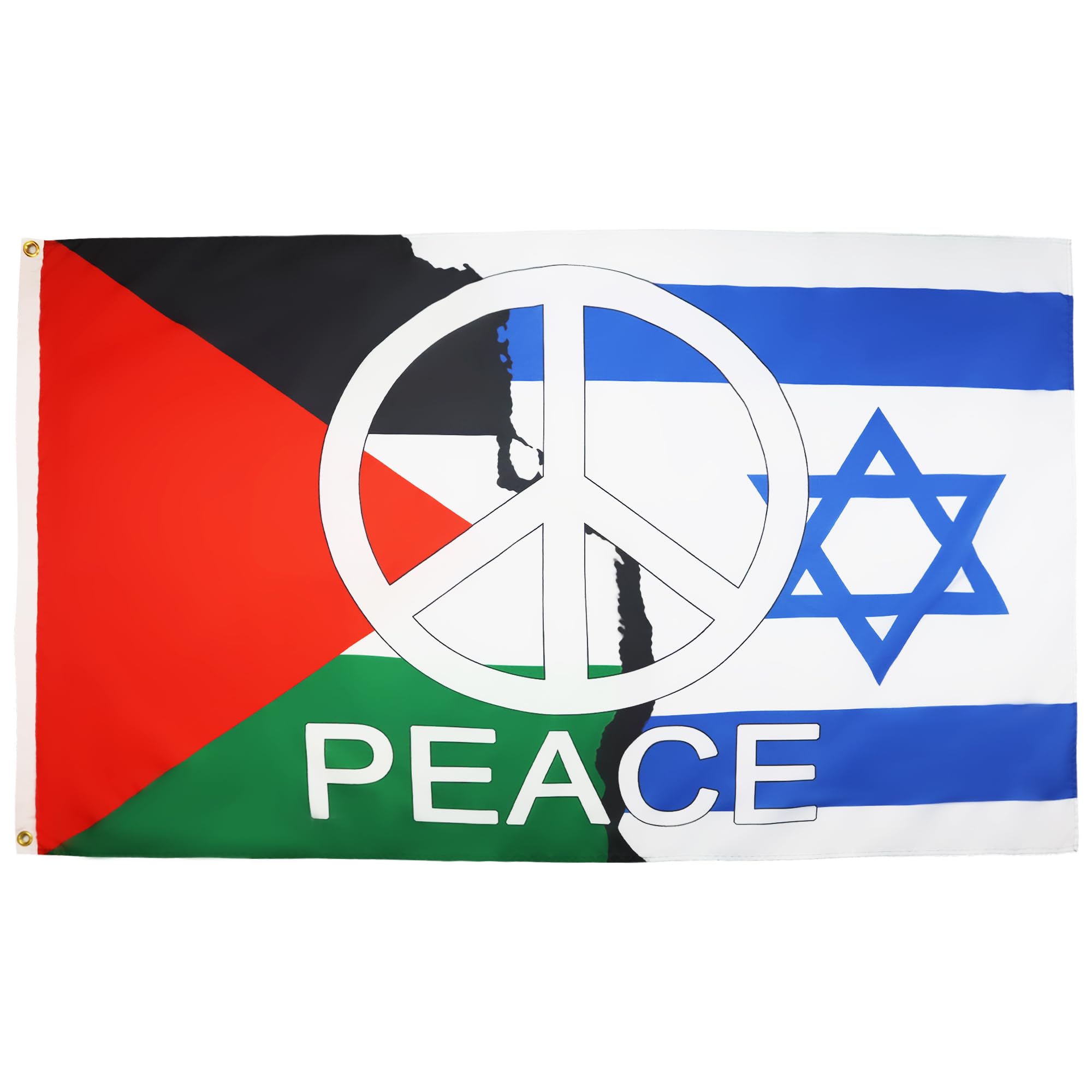 AZ FLAG - Israel Palestine Peace Flag - 3x5 Ft - 100D Polyester Palestinian Israelian Banner with Two Metal Grommets - Fade Resistant - Vivid Colors - 3' x 5' Feet - 150x90 Cm