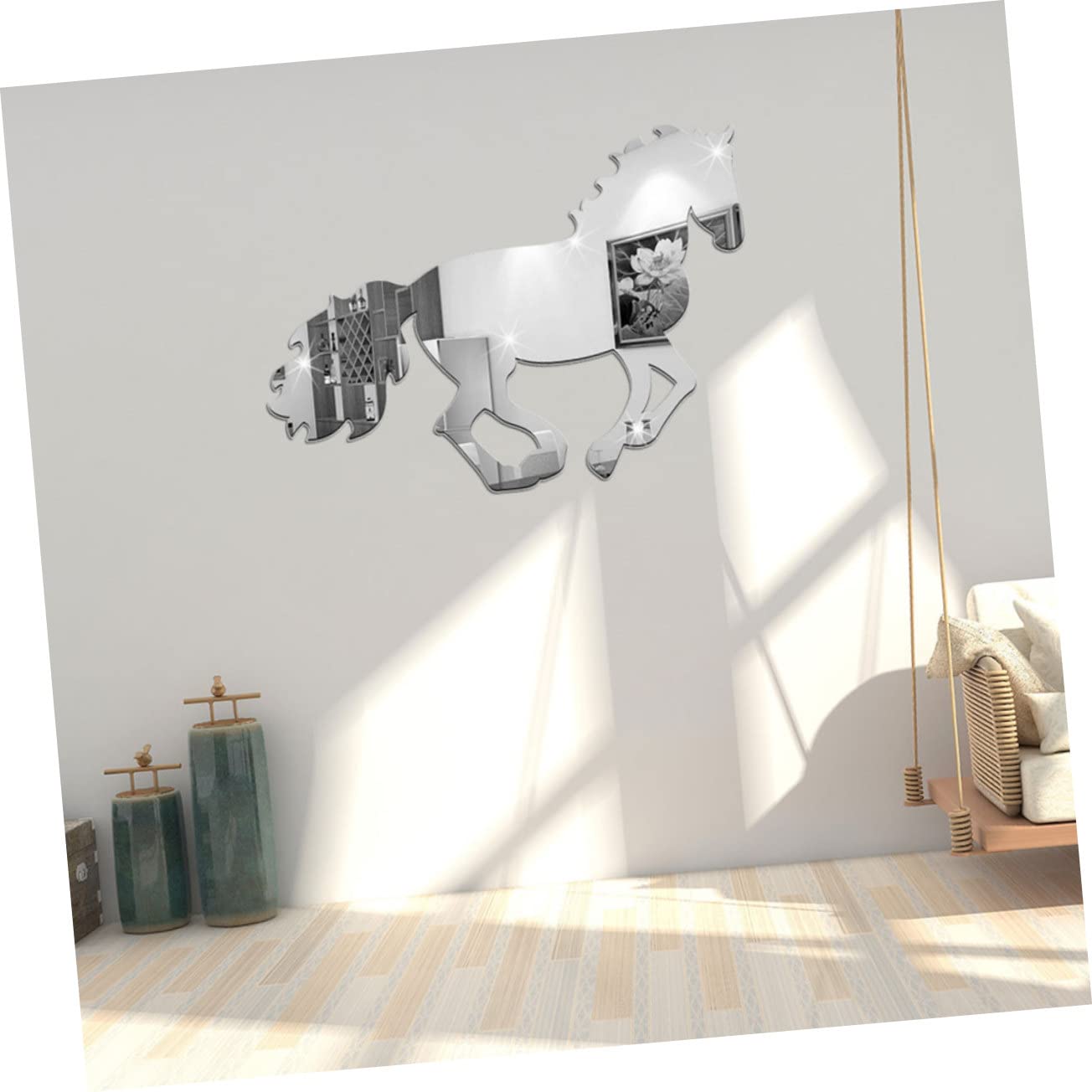 Uonlytech 4 Feuilles Acrylique Miroir Autocollant Miroir Pour Chambre Autocollants Pour Hommes Carrelage Stickers Acrylique Stickers Muraux Bricolage Cheval Décoration Murale