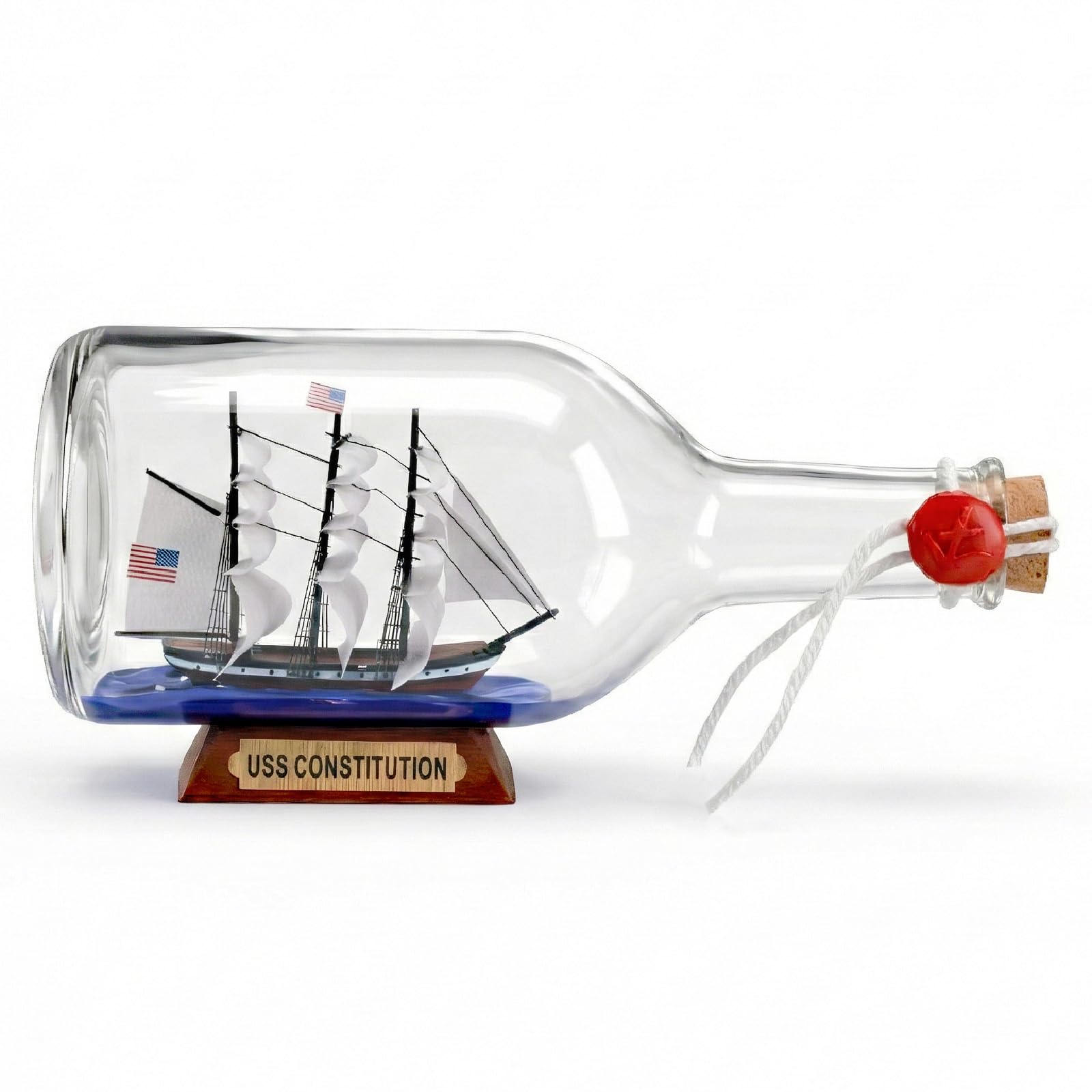 nautimall Black Pearl Caribbean Pirate Model Ship in a Bottle Glass Ornament Table top Nautical Home Decoration Mayflower USS Constitution USCG Eagle Gift for boy (Constitution 9")