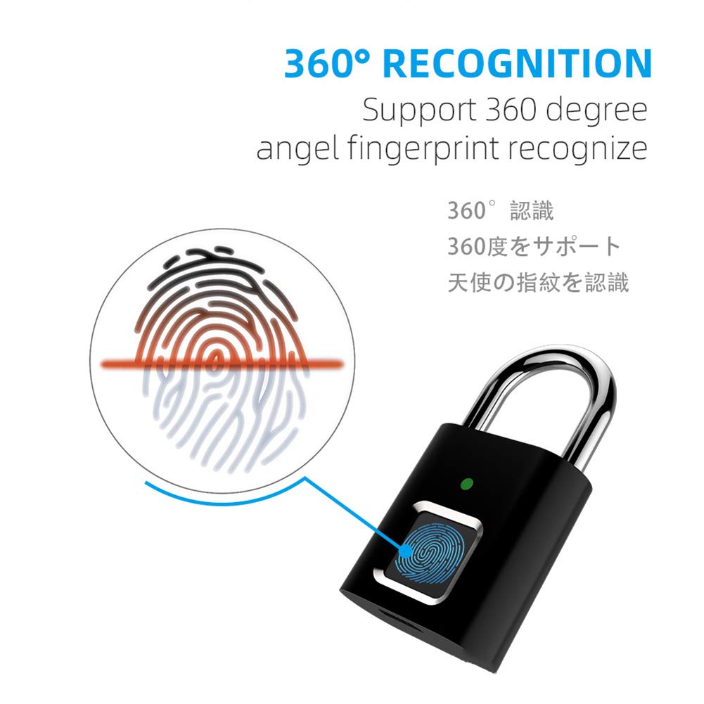 QWEASDF Cadenas Intelligent À Empreinte Digitale, Serrure De Sécurité D'entrée sans Clé, Convient Aux Casiers D'école, Aux Gymnases, Aux Sacs À Dos, Aux Portes, Aux Armoires, Aux Valises