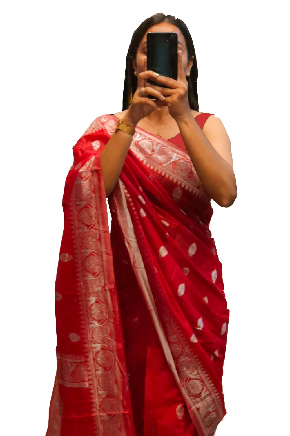 Women's Ready to Wear Saree Silk Pre Stitched 1 Minute Pre Pleated Draped Saree for Women with Unstitched Blouse