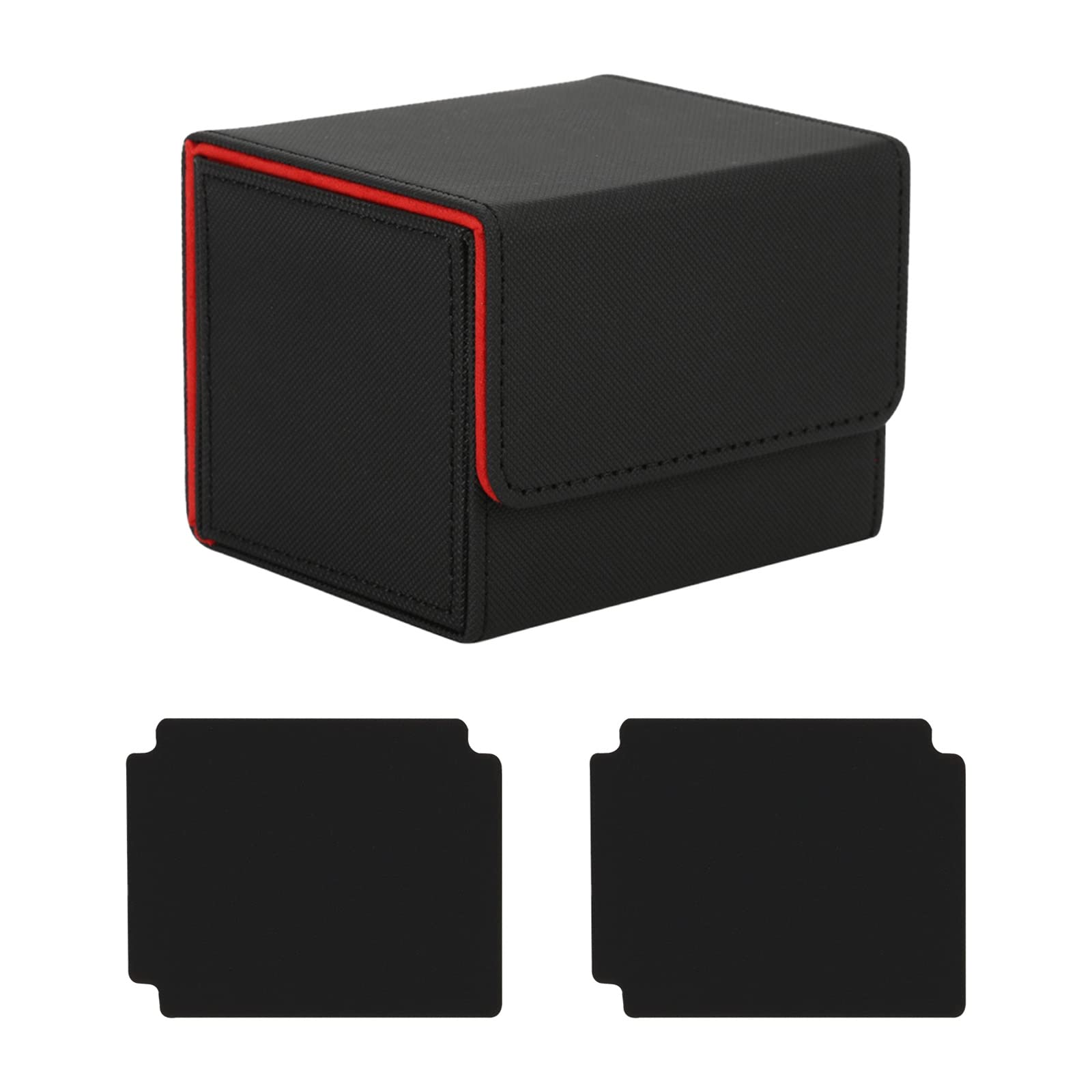 WMLBK Collectibe Card Boxes, 100+ Card Deck Box, with Dividers Per Box, Outer Leather + Inner Fleece, Large Size Fit 100+ Sleeved Cards - PVC Free Card Holder For TCG (outer black and inner gray)