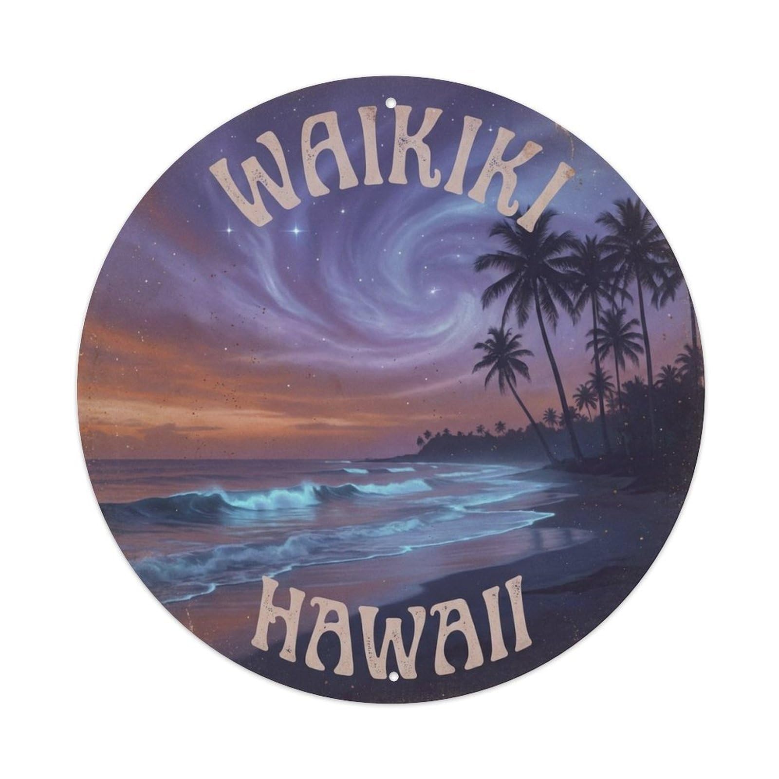Waikiki Hawaii Travel Beach Destination Island Metal Tin Sign