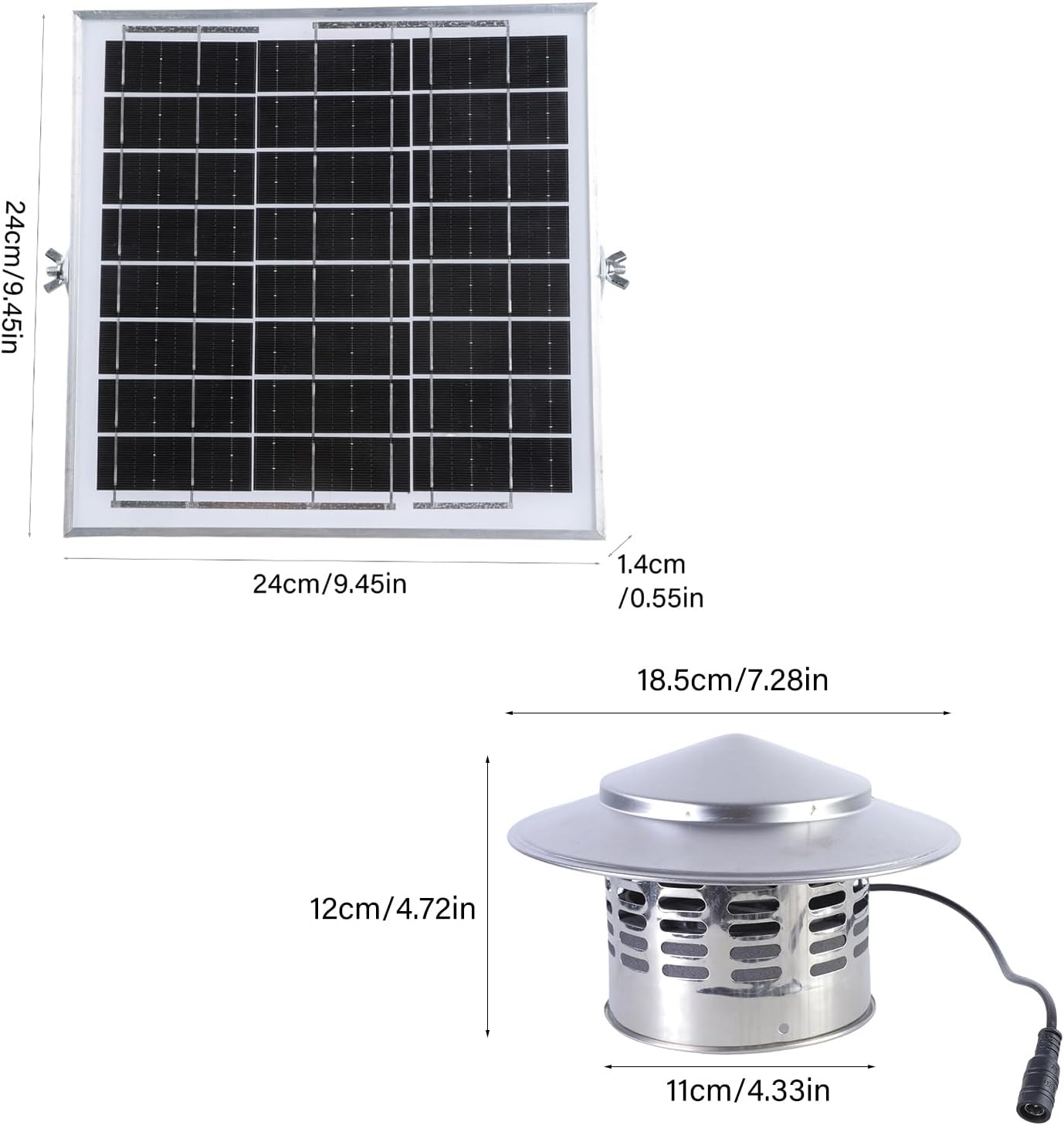 Automatic 110mm Duct Compatible Exhaust for Warehouse Security Booth Achievement Solar Ventilation