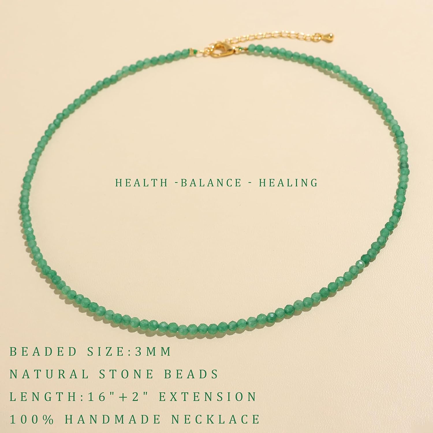 Raicegs Gemstone Beaded Necklace Crystal Choker Necklace for Women 3mm Natural Stone Beads Handmade Jewelry Gift for Women - Image 3