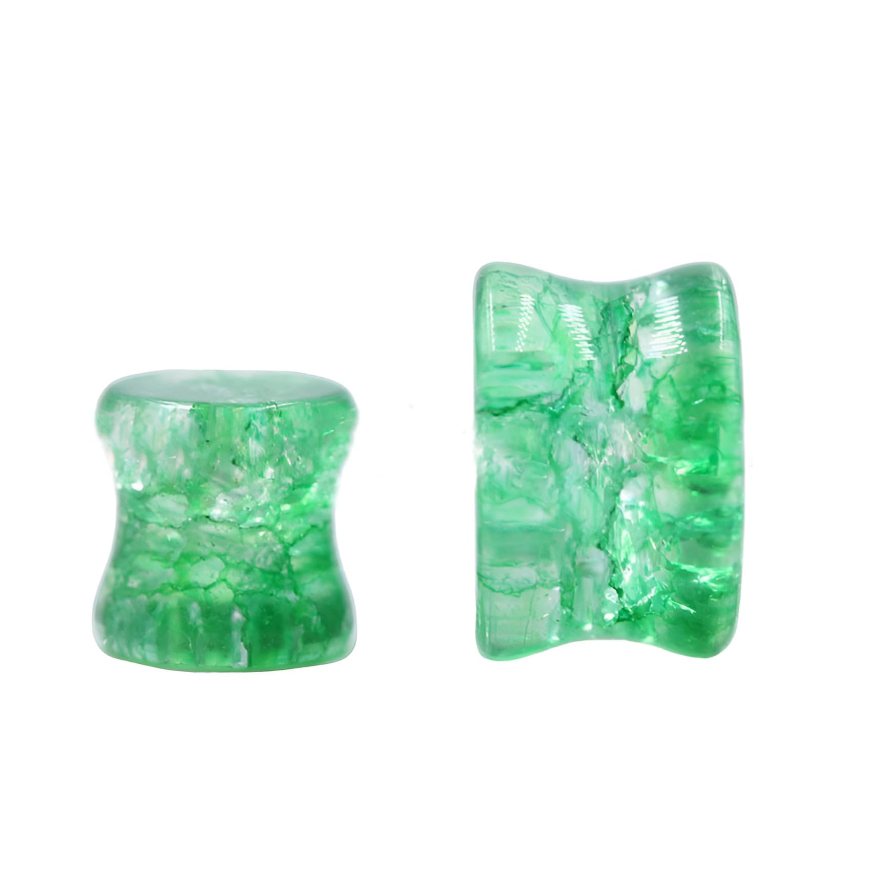2 szt. 8 mm (0G) szkło eksplozja zielone rozszerzenie uszu podwójnie rozkloszowany solidny kamień grubość 12 mm przedłużacz końcówki do uszu przyrząd pomiarowy piercing biżuteria dla