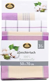 Gözze - Set de paños de cocina, 3 unidades, algodón, Alta densidad de material (260 g/m²), 50 x 70 cm - Lila