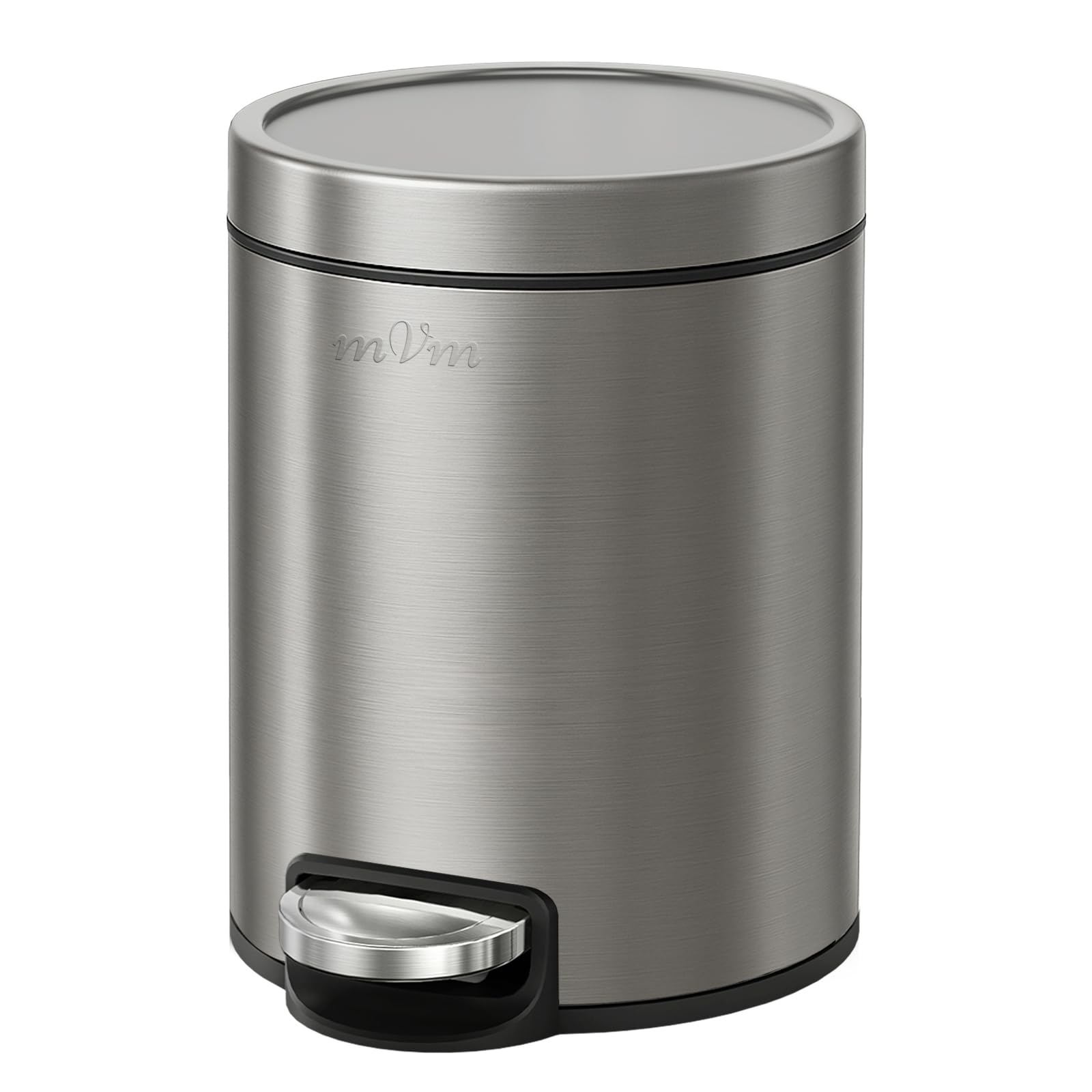 mVm 3L Bathroom Bin, Stainless Steel Pedal Rubbish Bin, Bin with Lid, Grey