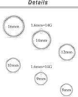 Vista 9 de Ocptiy 6G 8G 12G 14G 16G Anillos de tabique con bisagras Calibradores Túneles Tapones Pendientes Kit de estiramiento de acero quirúrgico con Juego