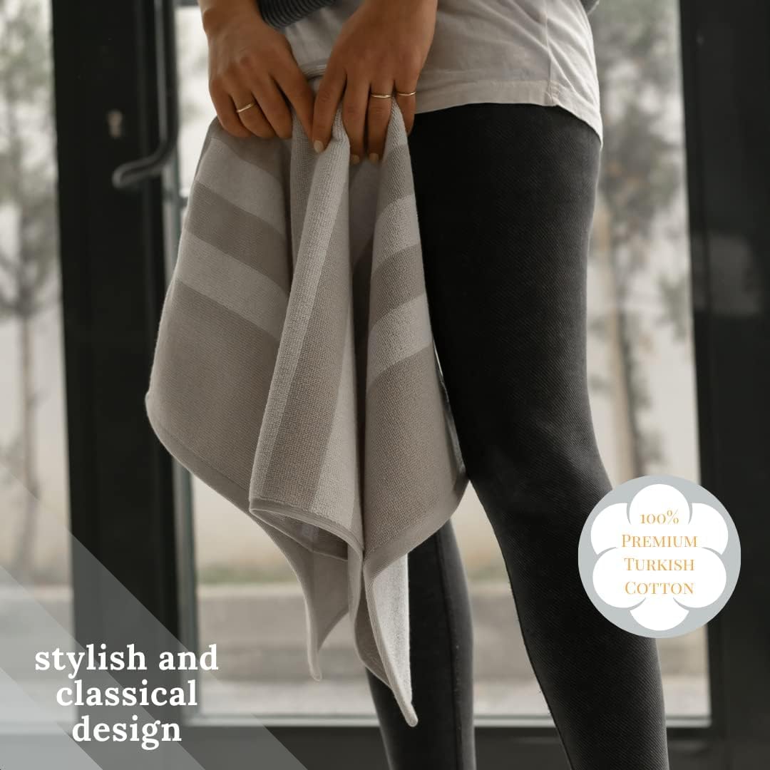 AONELAS Luzia - Asciugamani da allenamento a righe (confezione da 4), 100% cotone turco di alta qualità, leggero e super assorbente, per sport, allenamento, fitness, palestra, yoga, corsa e viaggi