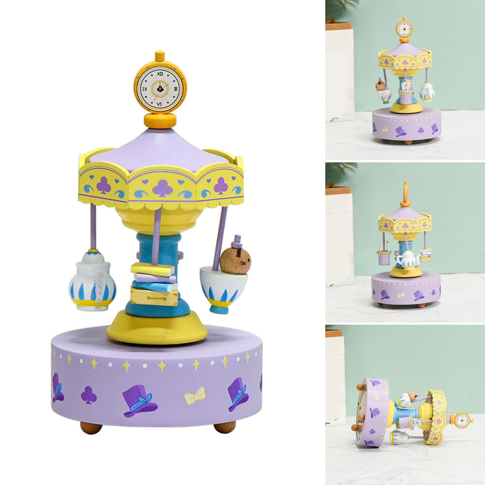 Caja de música de Caballos giratorios para Festival, Caja de música con carruseles, Regalo para Hijas y niños, exhibición navideña Artesanal de Madera