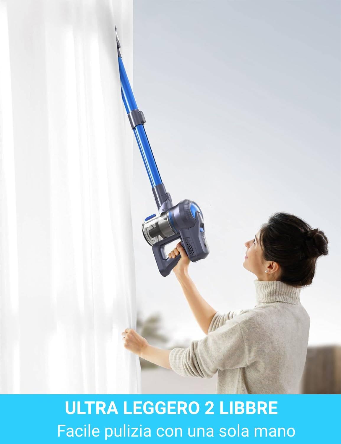 Greenote Aspirapolvere Senza Fili, 22kpa Scopa Elettrica Senza Fili Potente con Motore Brushless, 30Min Batteria Rimovibile Aspirapolvere senza Sacco Leggero per Pavimenti/Tappeti/Casa