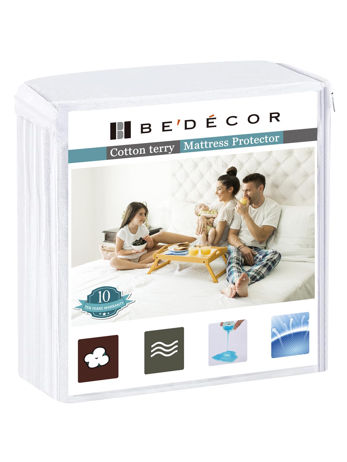 Photo 1 of Bedecor Queen Waterproof Mattress Protector,Pee and Liquid Proof Cover for Pets, Elderly, and Incontinence, Fitted Deep Pocket for 9-18 Inch Deep