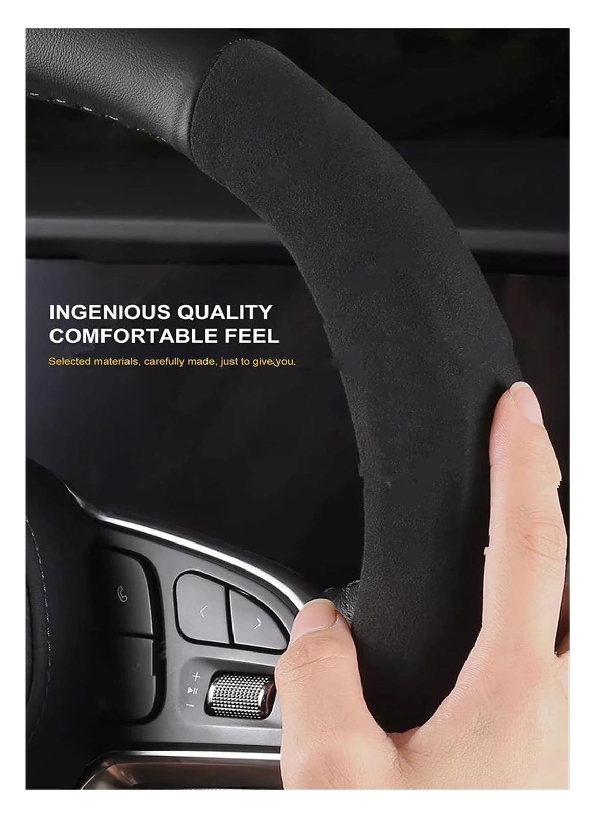 Pokrowiec na kierownicę samochodu, 38 cm, Fusion, do Kuga, Ecosport, Transit for Edge, Mustang, D, brązowy, A, O, czarny, A