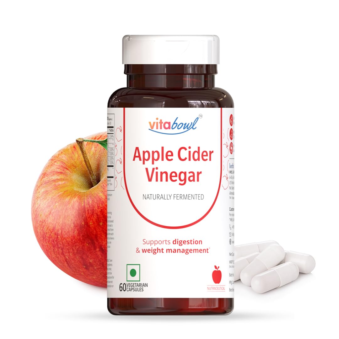 Vitabowl Apple Cider Vinegar (ACV) Capsules with Mother, Raw & Natural for Weight Management & Detox (60 Count (Pack of 1))-picture-26
