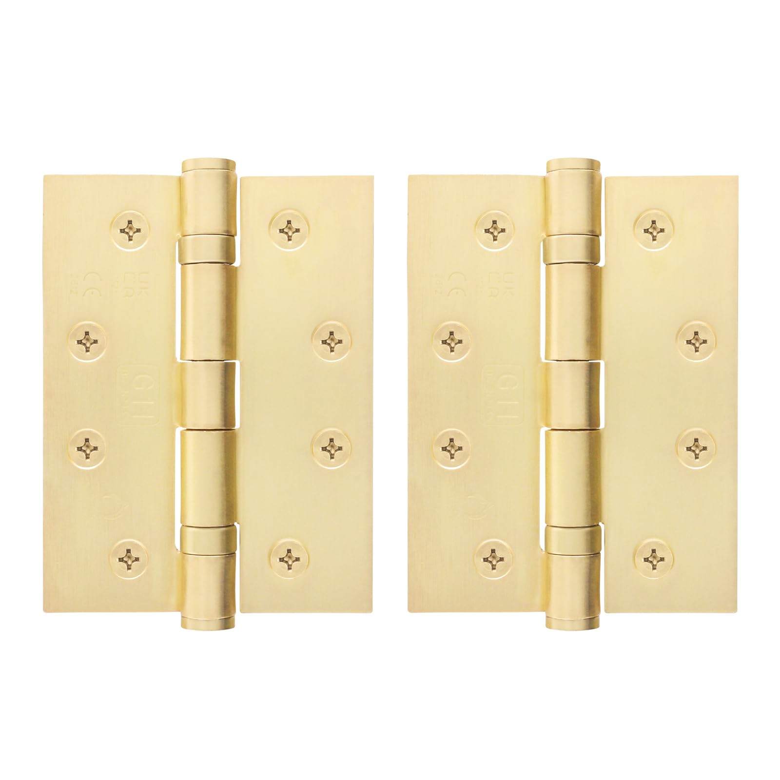 EAI Brass Door Hinges | 4 Inch / 102mm Satin Brass Internal Fire Door Hinges | 1 Pair