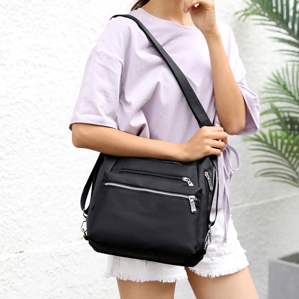 Rucksack Tasche Damen 3 in 1 Handtasche Schultertasche Stilvolle Multifunktionale Umhängetaschen für Reise Outdoor Alltag Schule Einkauf Schwarz