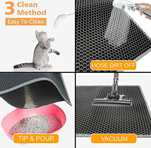 Topcovos Cat Litter Mat, Litter Mat Double Layer Honeycomb Trapping Mat, Easy Clean Litter Box Mat Eva Phthalate Free Kitty Litter Mat #TOP2