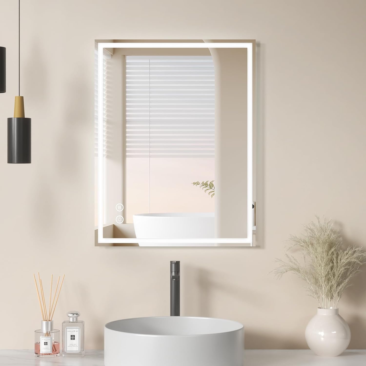 24"x32" LED Bathroom Mirror with Lights, Lighted Vanity Mirror for Bathroom, Dimmable, Anti-Fog, Shatter-Proof Tempered Glass, 3-Color Light, Memory Function, UL Listed
