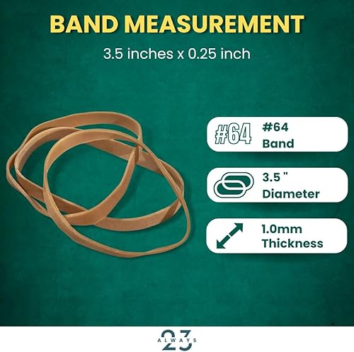 Miniatura 4 de Always23 Banda de goma #64 3 12" x 14", banda de goma gruesa, bandas de goma resistentes, beige 1 libra paquete de 640