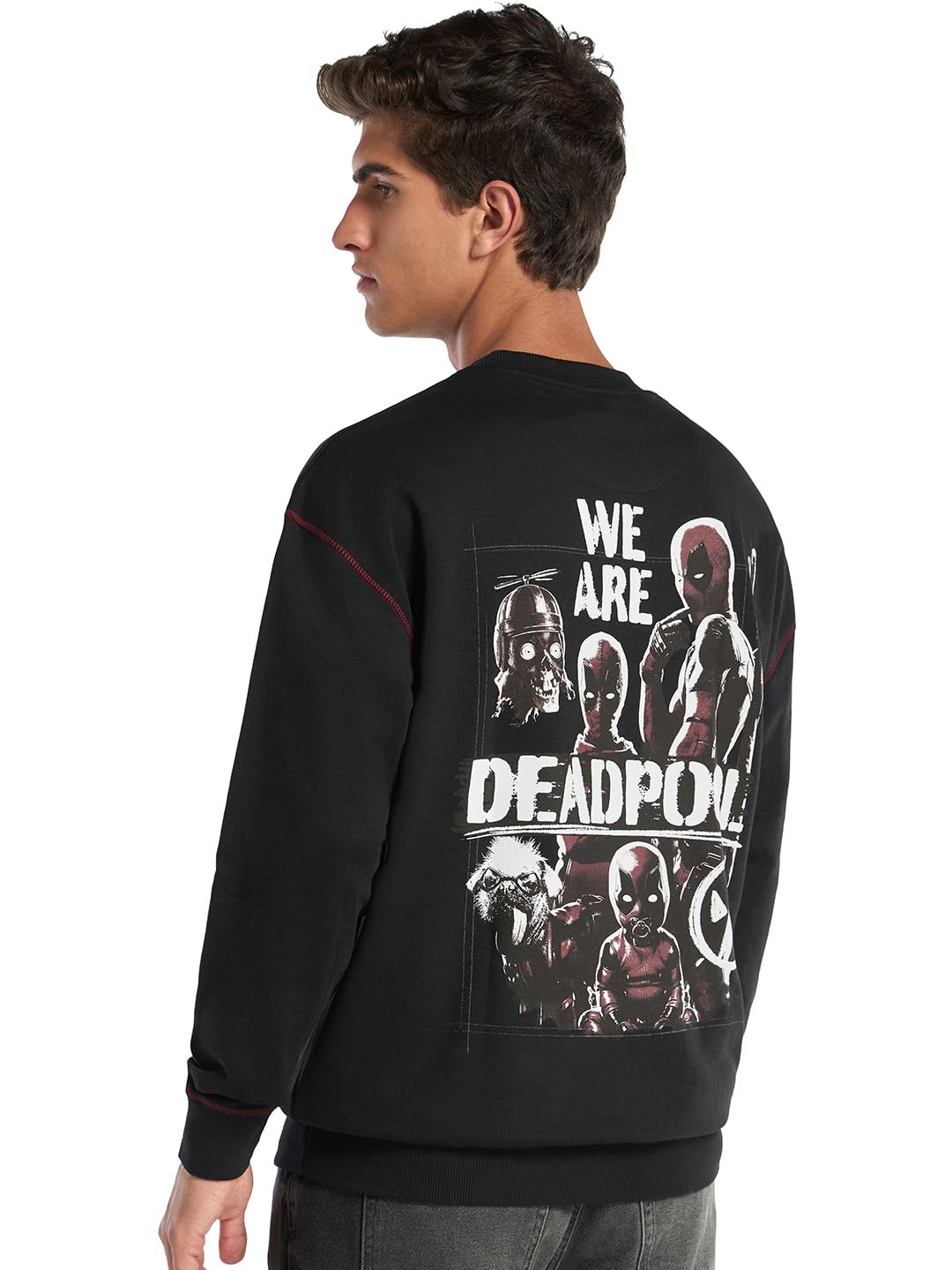 bewakoof Official Marvel Merchandise Marvel Men Graphic Print Oversized Fit Full Sleeve Round Neck Cotton Terry Sweatshirt-picture-45