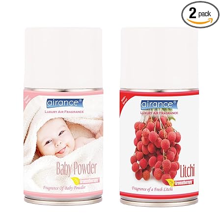 Airance Air Freshener Spray Baby Powder & Litchi - 250 ML - 3000+ Sprays - Fits Almost All The Dispensers