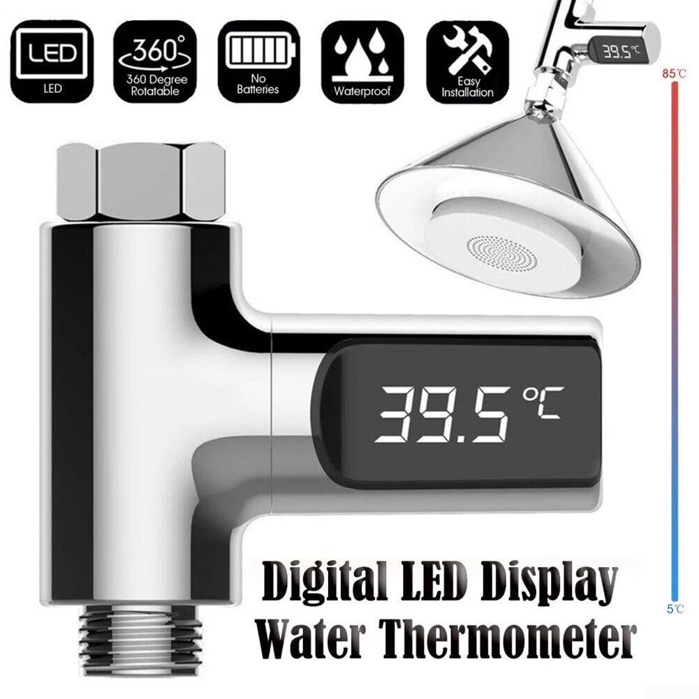 Wasserthermometer, Digitales Duschtemperatur-Wasserthermometer, Bad-LED-Anzeige, Wasserthermometer, Echtzeitüberwachung