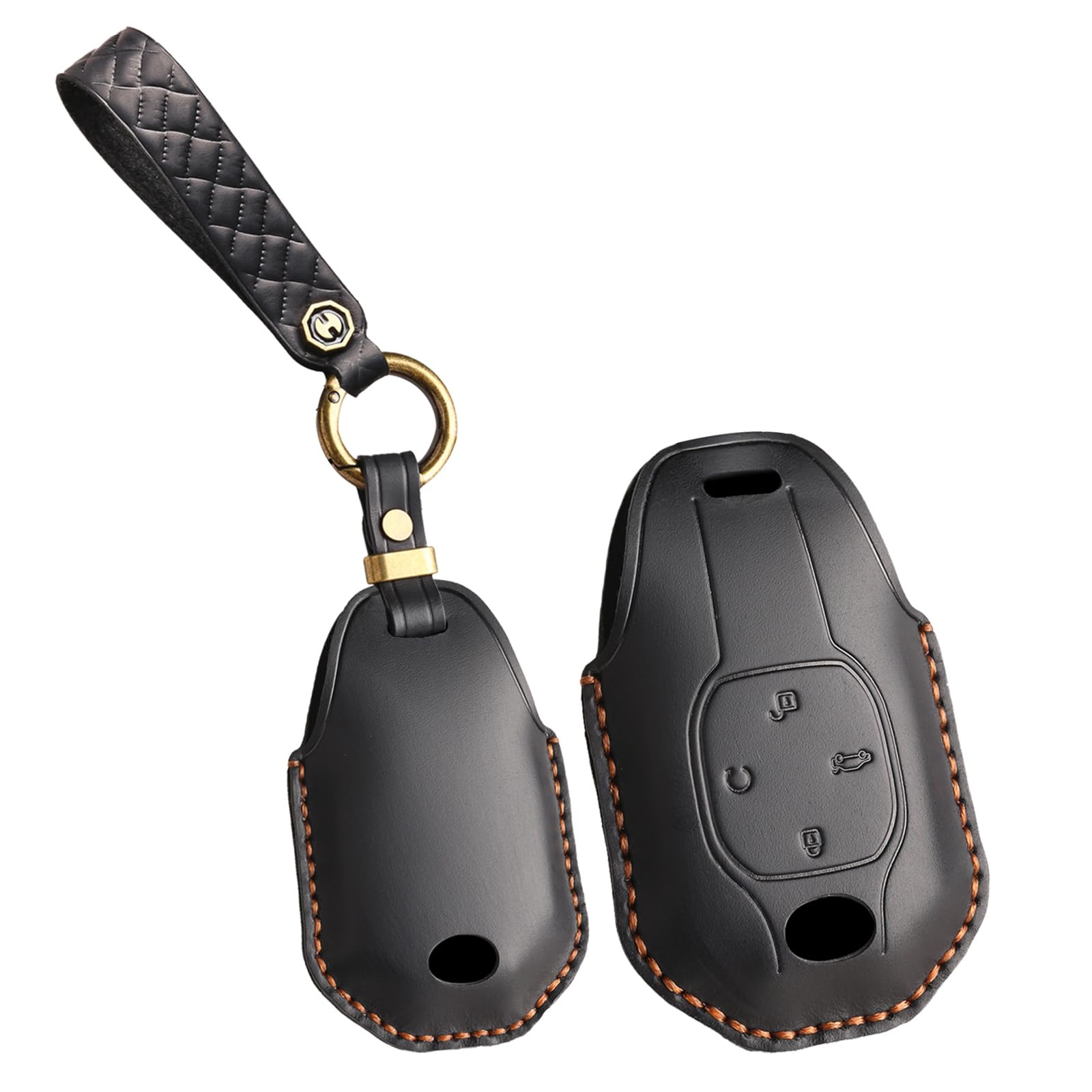 KUNIO Personalized Leather Key Cover Fit for GAC Trumpchi GS8 GM8, 4 Button Black, M