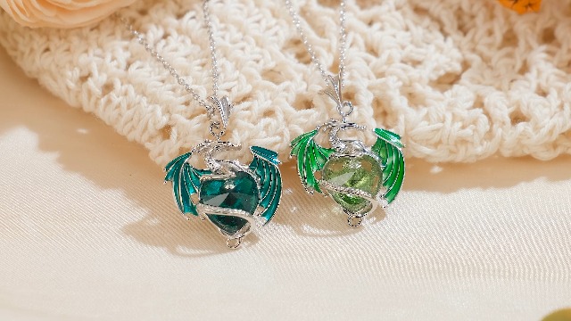 Amazon.com: Plesitep Dragon Necklace Sterling Silver Birthstone