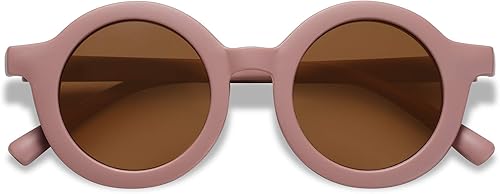 SOJOS - Lentes de sol redondos polarizados para niños y niñas, protección ultravioleta 400 (UV400), lentes de sol para las vacaciones en la playa