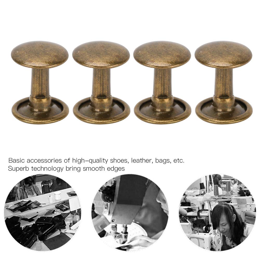 200 Set Rivetti Per Cuoio 10mm - Borchie Metalliche Per Riparazioni Fai-Da-Te Bronzo - Foto 5