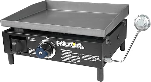Miniatura 9 de Razor Griddle GGT2160M Outdoor 1 quemador portátil LP gas propano parrilla con encendido para barbacoa cocinar y freír, negro (acero inoxidable)