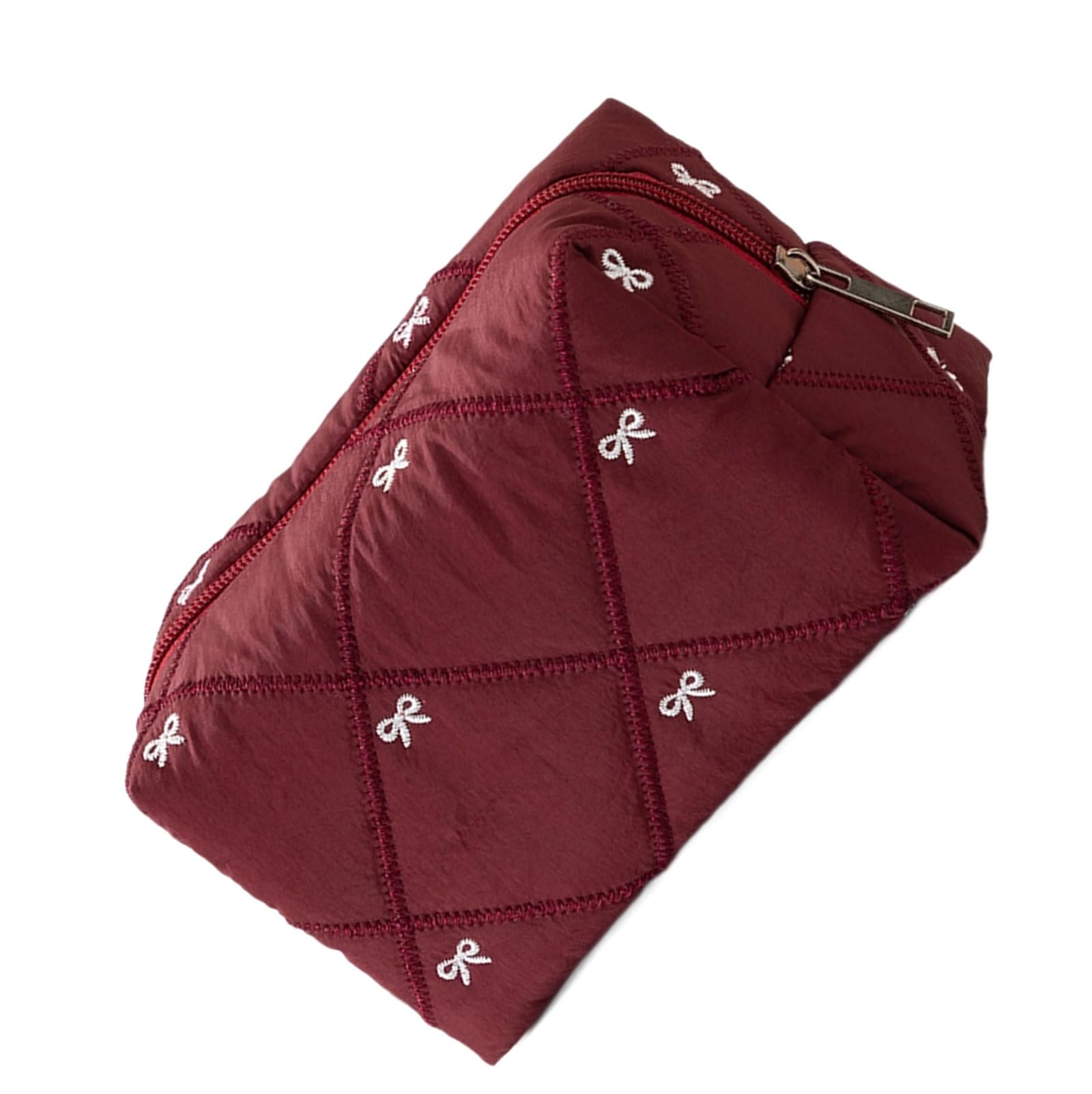 LUCKGONI Spacious Waterproof Polyester Travel Toiletry Bag Featuring Elegant Bowknot Quilting and Multiple Compartments
