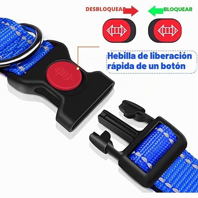 Foto 4 de 7 de ATETEO Reflective Dog Collar with Safety Locking Buckle and Soft Neoprene Padded