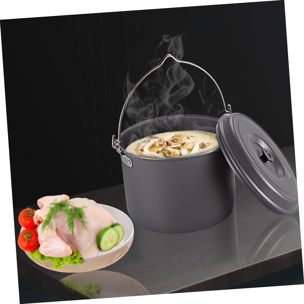 Hemoton 1Pc Camping Pot with Handle Lightweight Hiking Cookware for Durable and Efficient Heat Conductivity for Camping Backpacking and Picnics