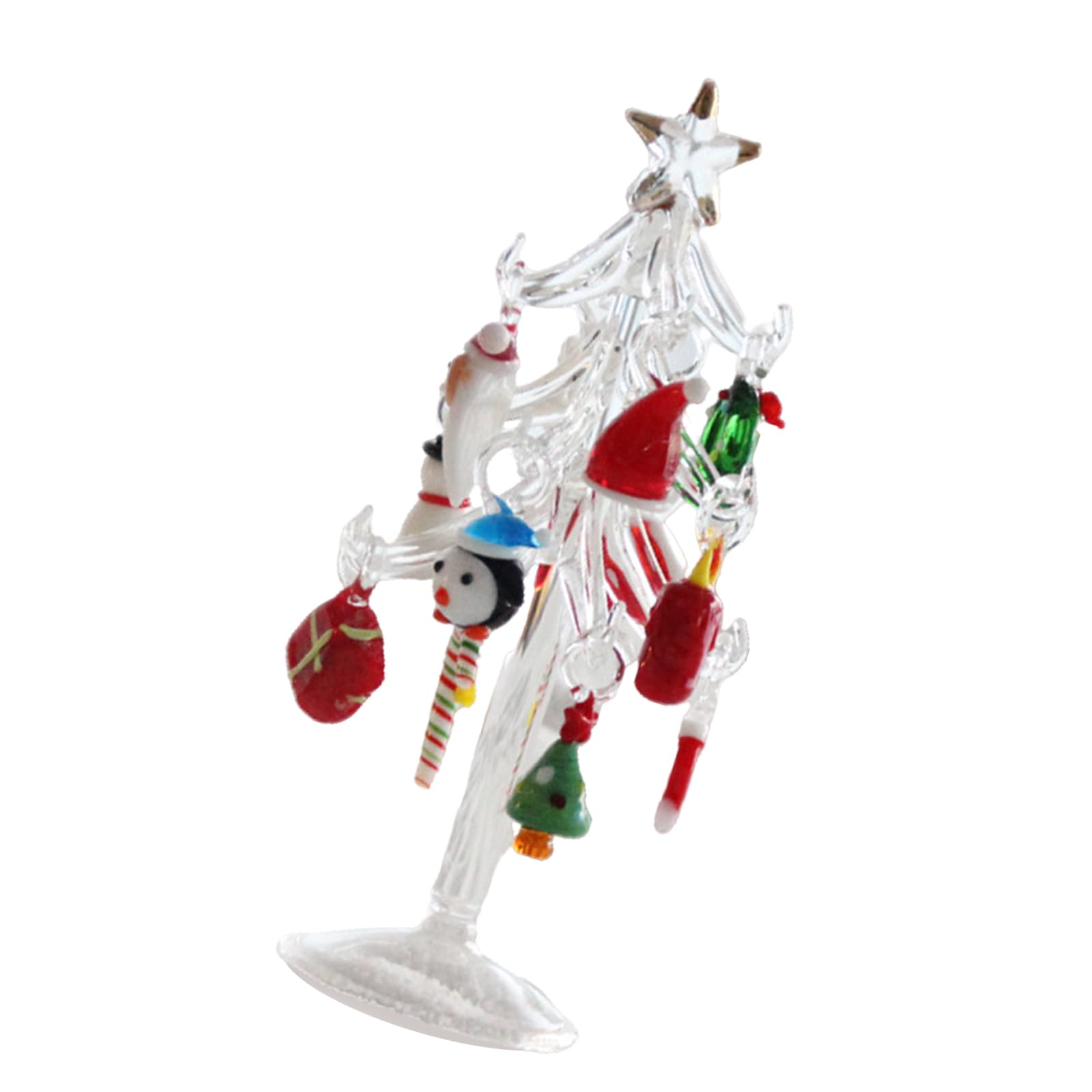 Lerpwige Artisanal Dynamic Glass Christmas Sculpture With Colorful Accents 15cm Festive Worktop Centerpiece Colorful Glass Christmas Highlight