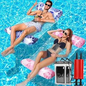 Flotadores Piscina 2Pcs Colchoneta Piscina Adultos 4 en 1 Hamaca Piscina Flotador Piscina Adulto Hamaca de Agua Flotante Portátil Hinchables para Piscina para Playa Mar Vacaciones(B)
