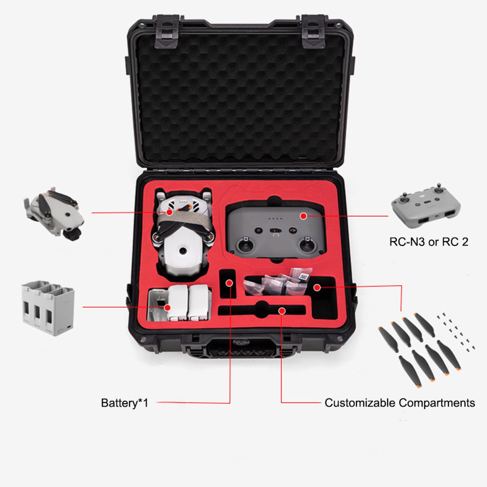 Funda rígida impermeable para DJI Lito1/X1, carcasa de ABS a prueba de golpes para control RC N3 o RC 2, asas portátiles para caja de viaje al aire libre con correa para el hombro